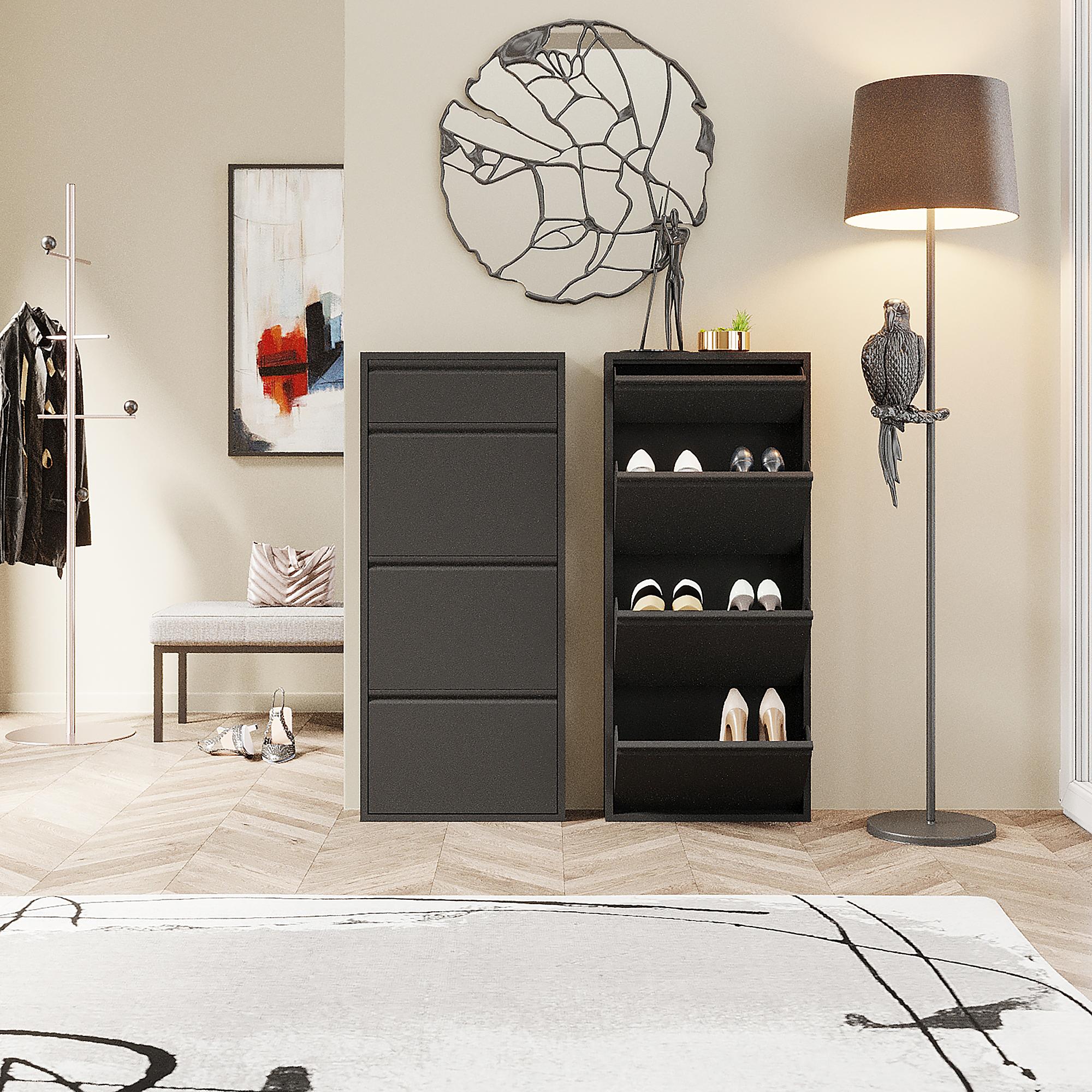 Shoe Cabinet Caruso Metal Black 115 cm 3