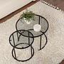 2x Gold Coffee Table Set Gold Transparent Ø80cm Ø60cm Ø42cm 4