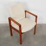 Vintage Chair Teak Wood Textile White 1970s 8