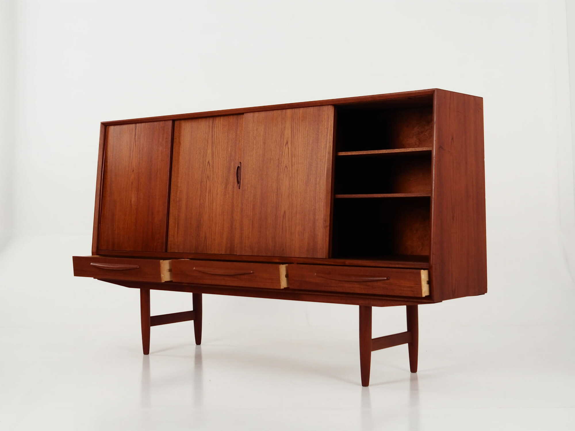 Highboard Teakholz Braun 1970er Jahre 6