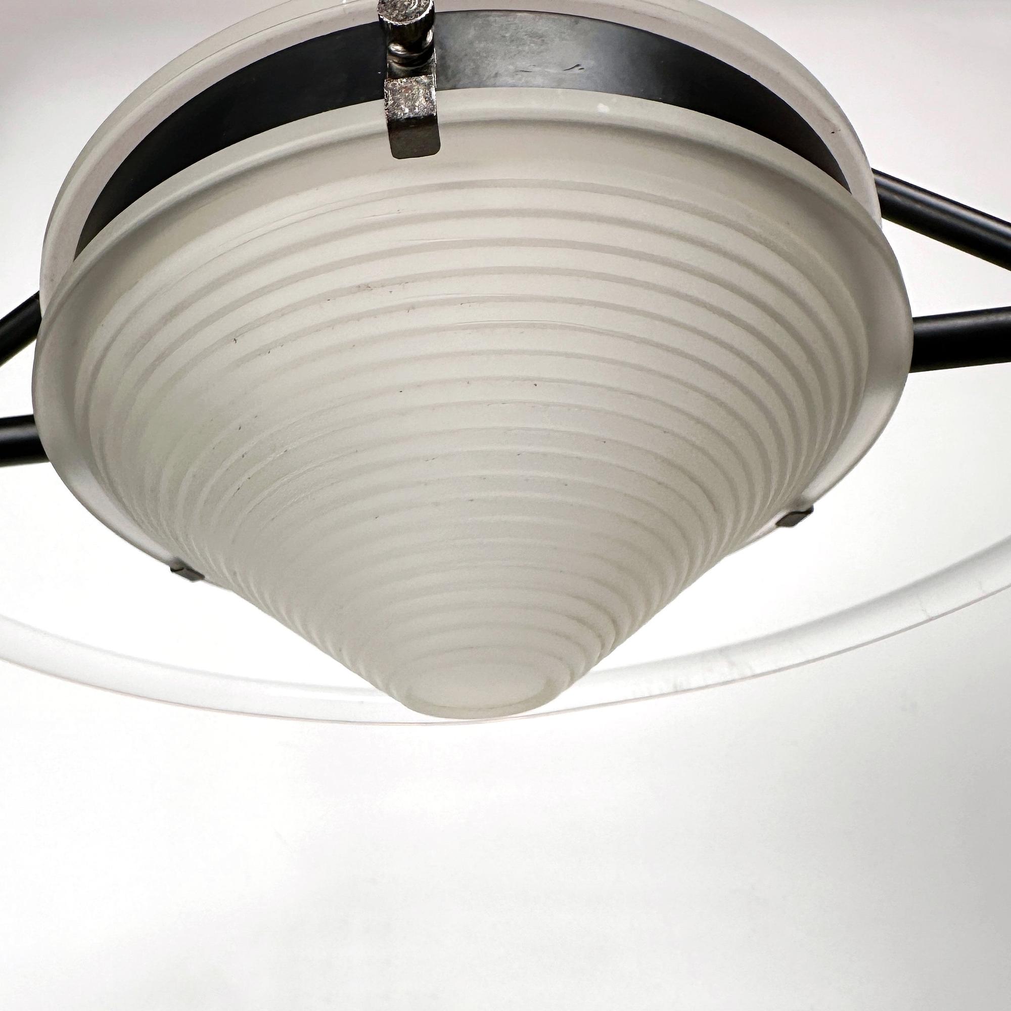 Deckenlampe Milchglas Plexiglas 1980er Jahre 3