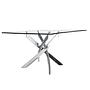 Dining table glass steel silver 5