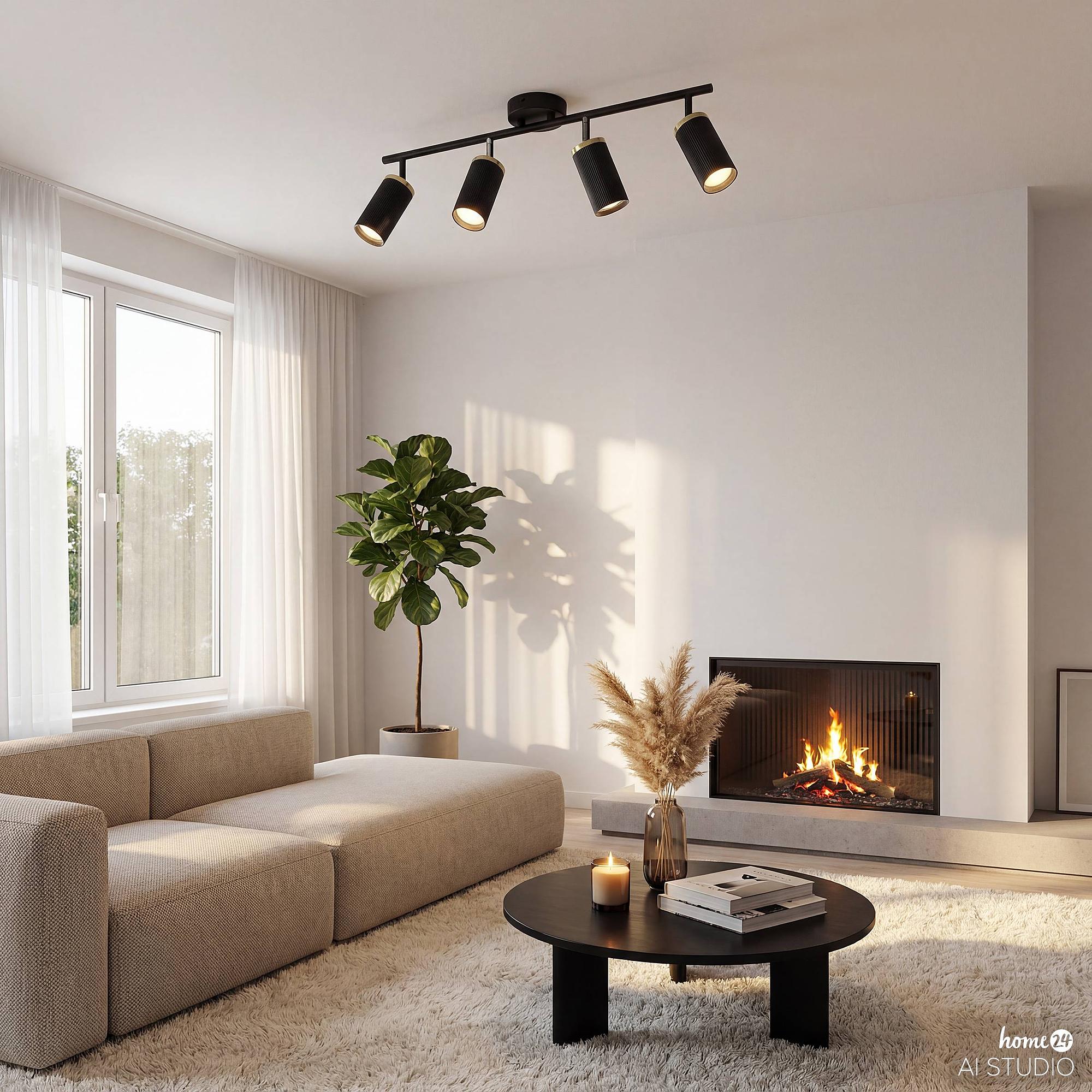 4-light ceiling lamp URS iron black brass 3