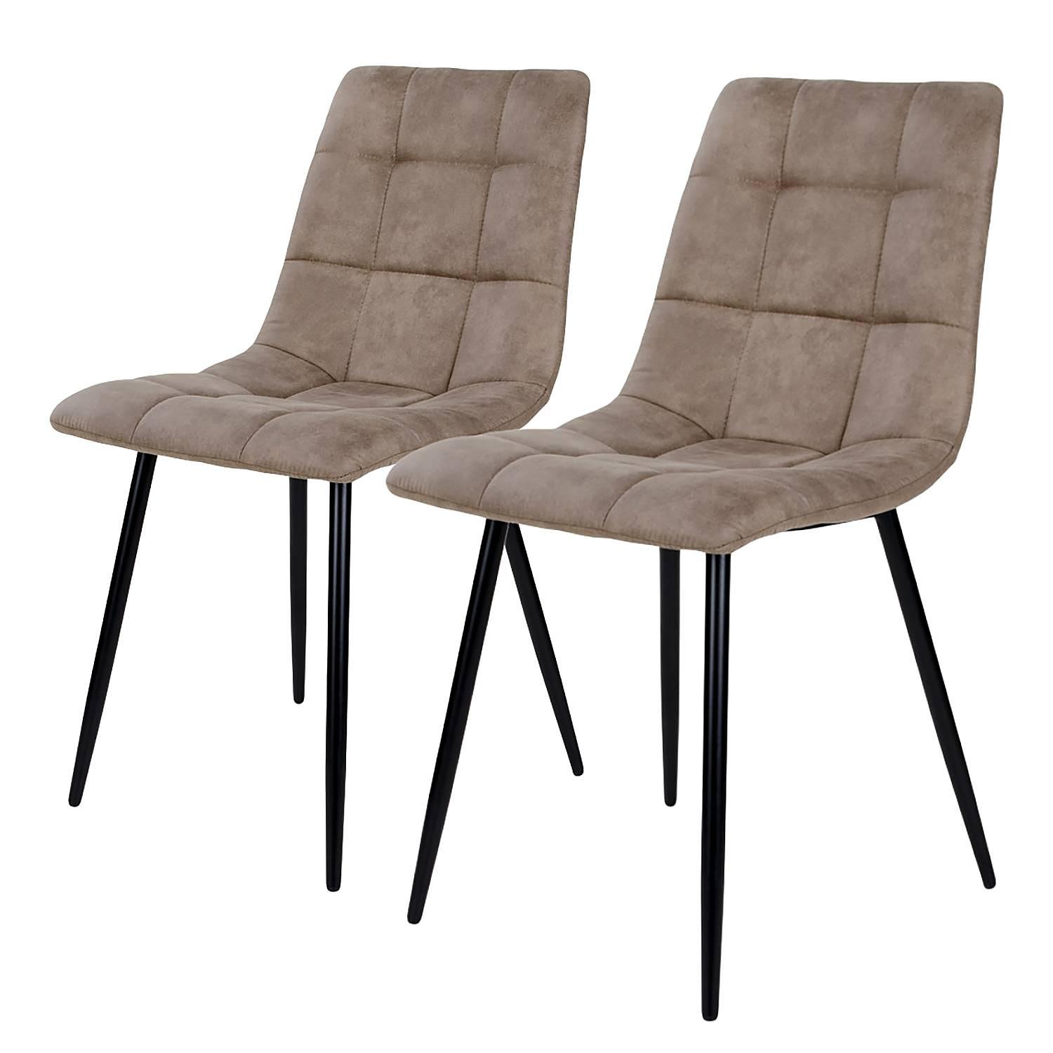 2x Esszimmerstuhl Molde Mikrofaser Metall Hellbraun 0