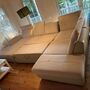 Ecksofa mit Schlaffunktion Textil Beige 0