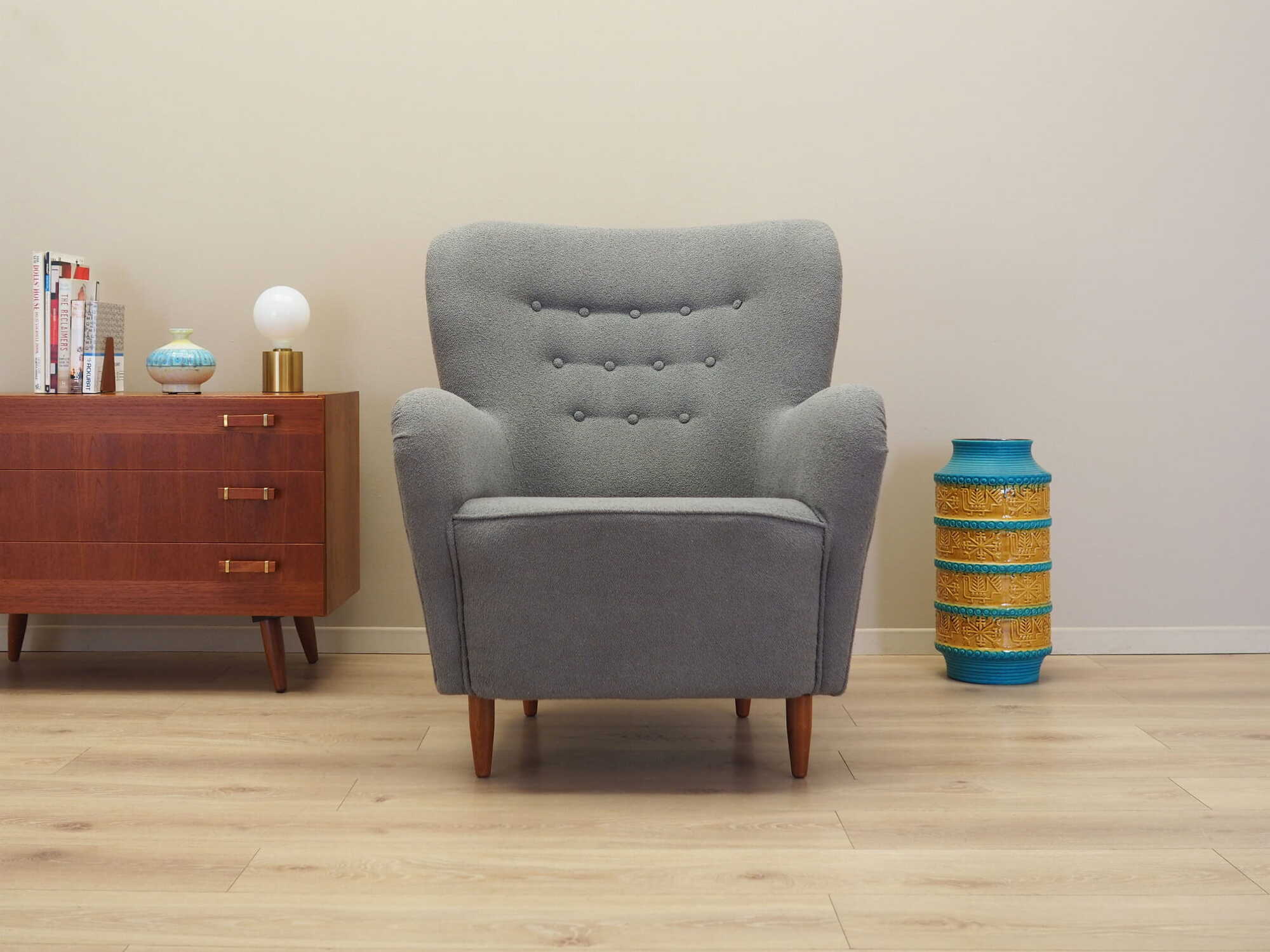 Armchair Textile Wood Grey 1