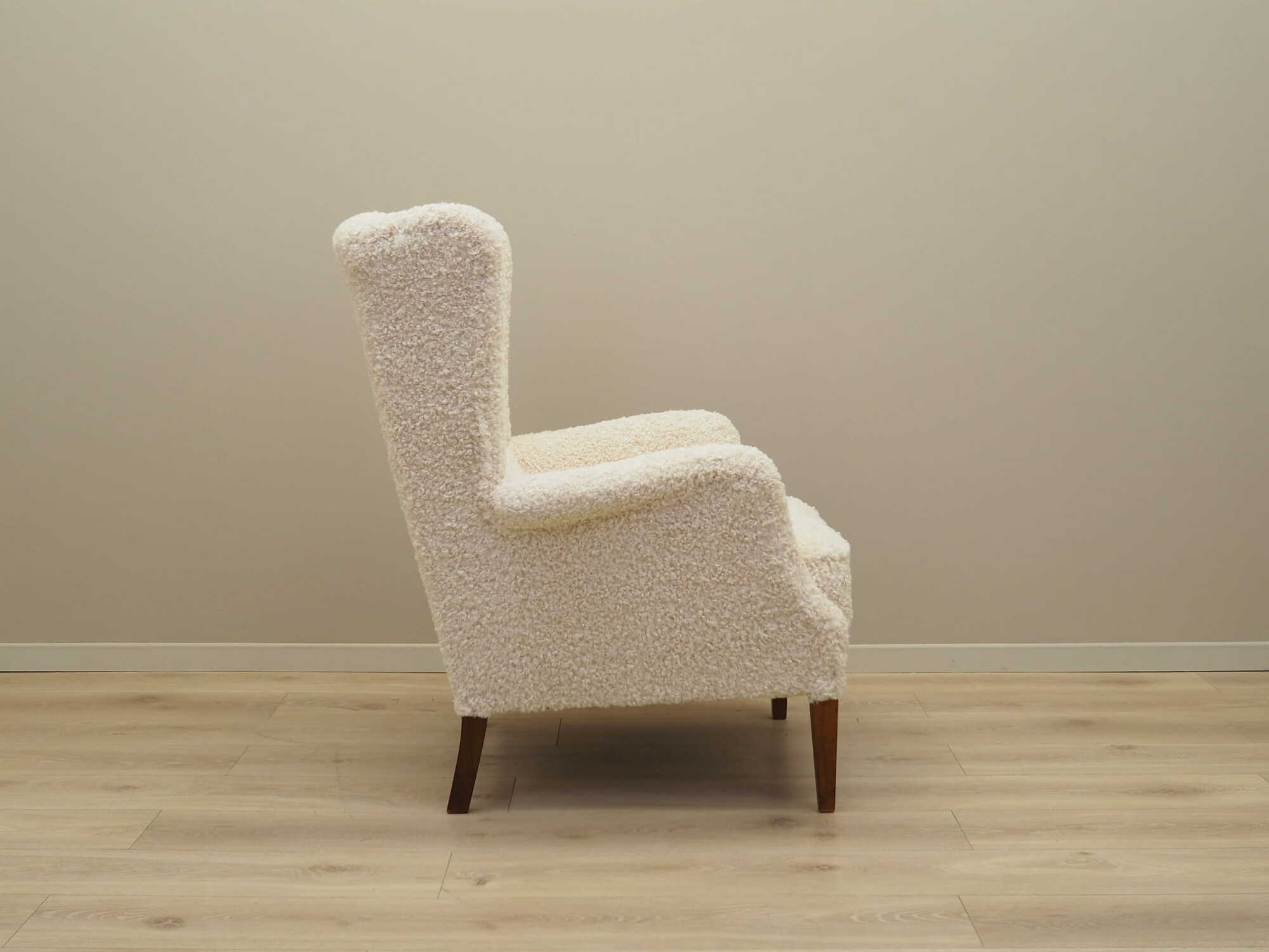 Armchair Textile Wood Cream 1960s 7