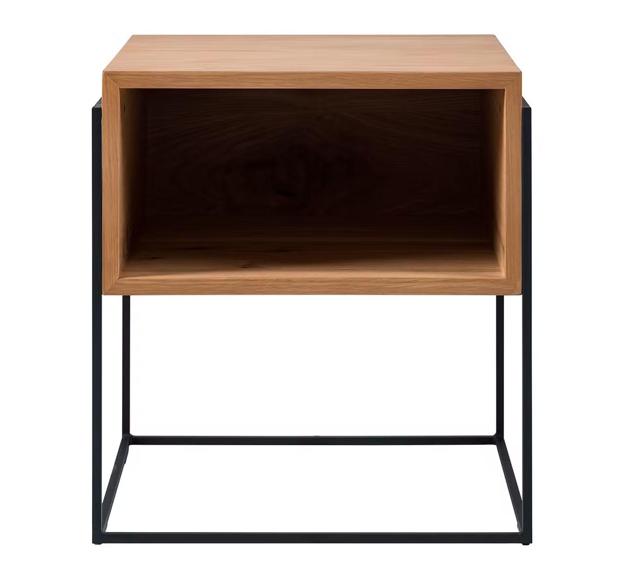 Nachttisch Cubus Echtholzfurnier Eiche / Schwarz 1