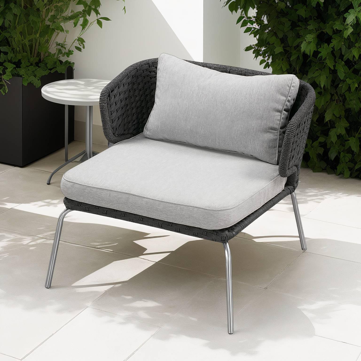 Desha Garten-Loungesessel Polyester Edelstahl Schwarzgrau 1