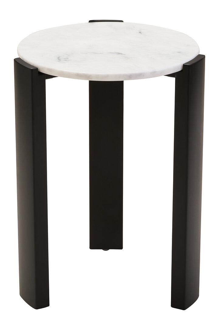 Palermo Round Side Table Marble Wood Black White 2