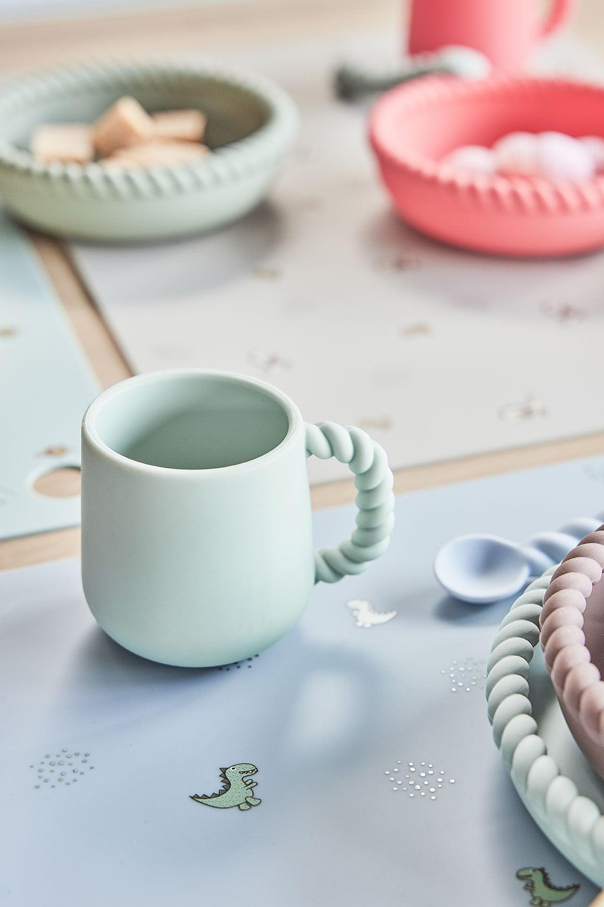 Theo Dino Set da tavola in silicone blu 2