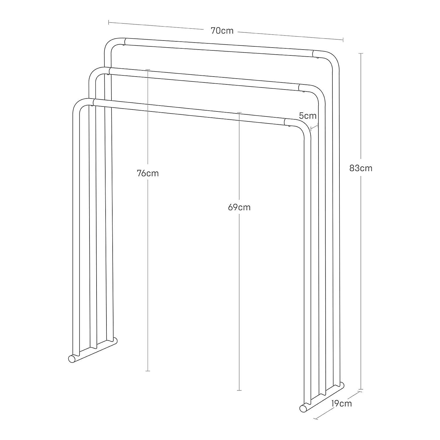 Plain Handtuchhalter Esche Teilmassiv Stahl Schwarz 4