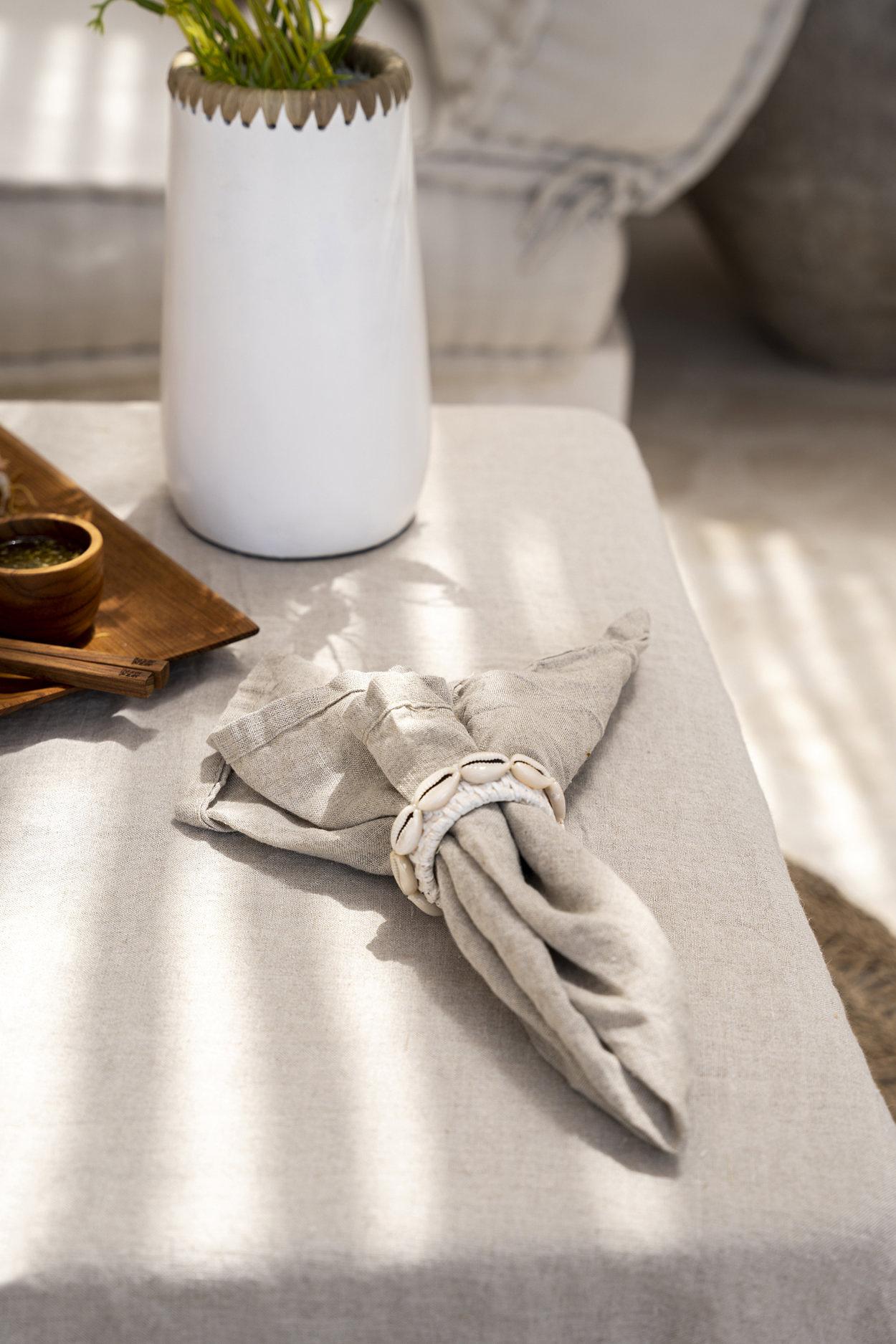 4x Serviette Leinen Beige 4