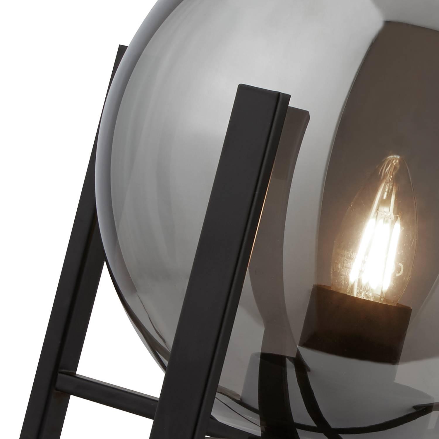 1-Flammig Tischleuchte Amsterdam II Rauchglas Stahl 2