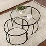 2x Aurum Coffee Table Set Black Transparent Ø80cm Ø60cm 4