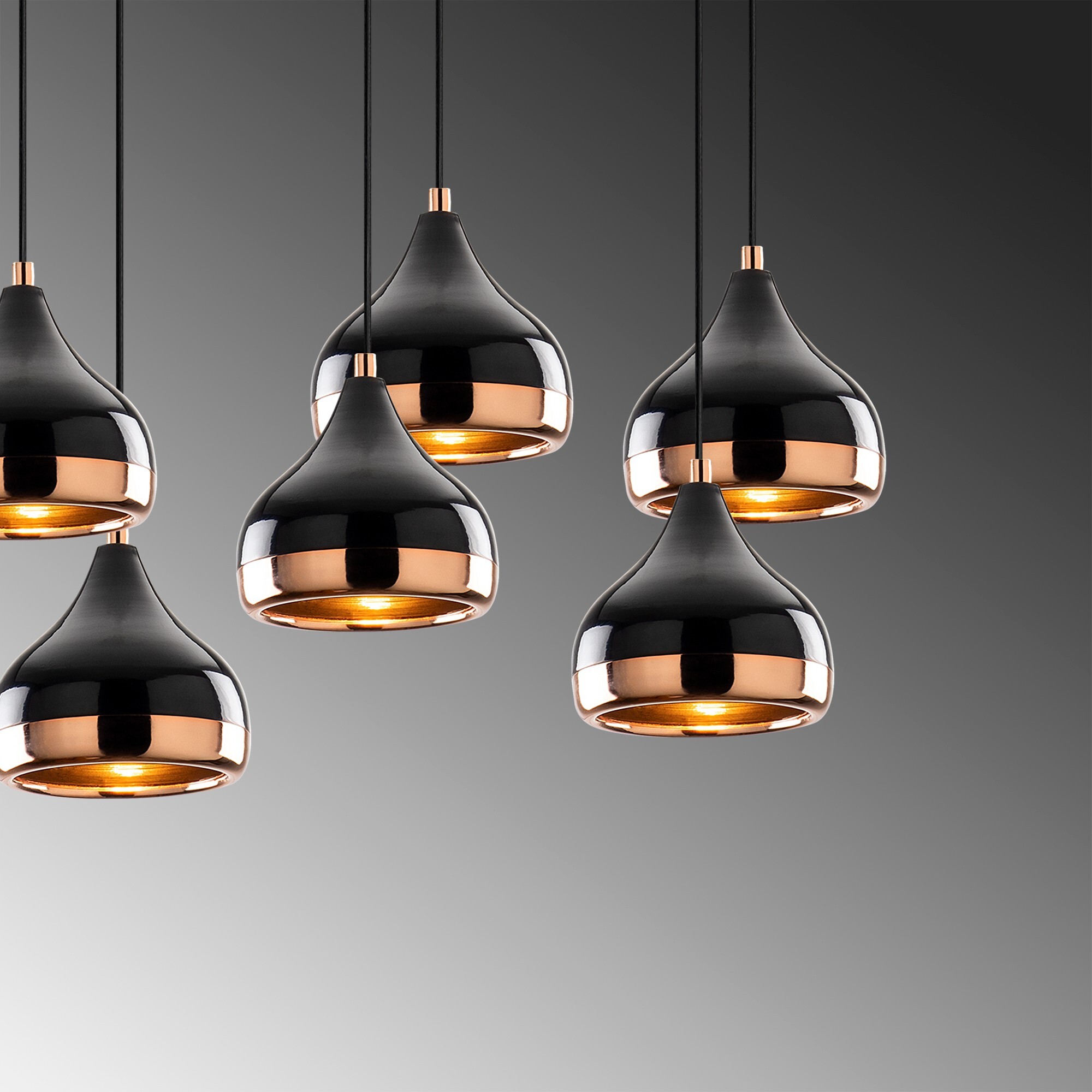 Pendant lamp with 7 elements metal black 7