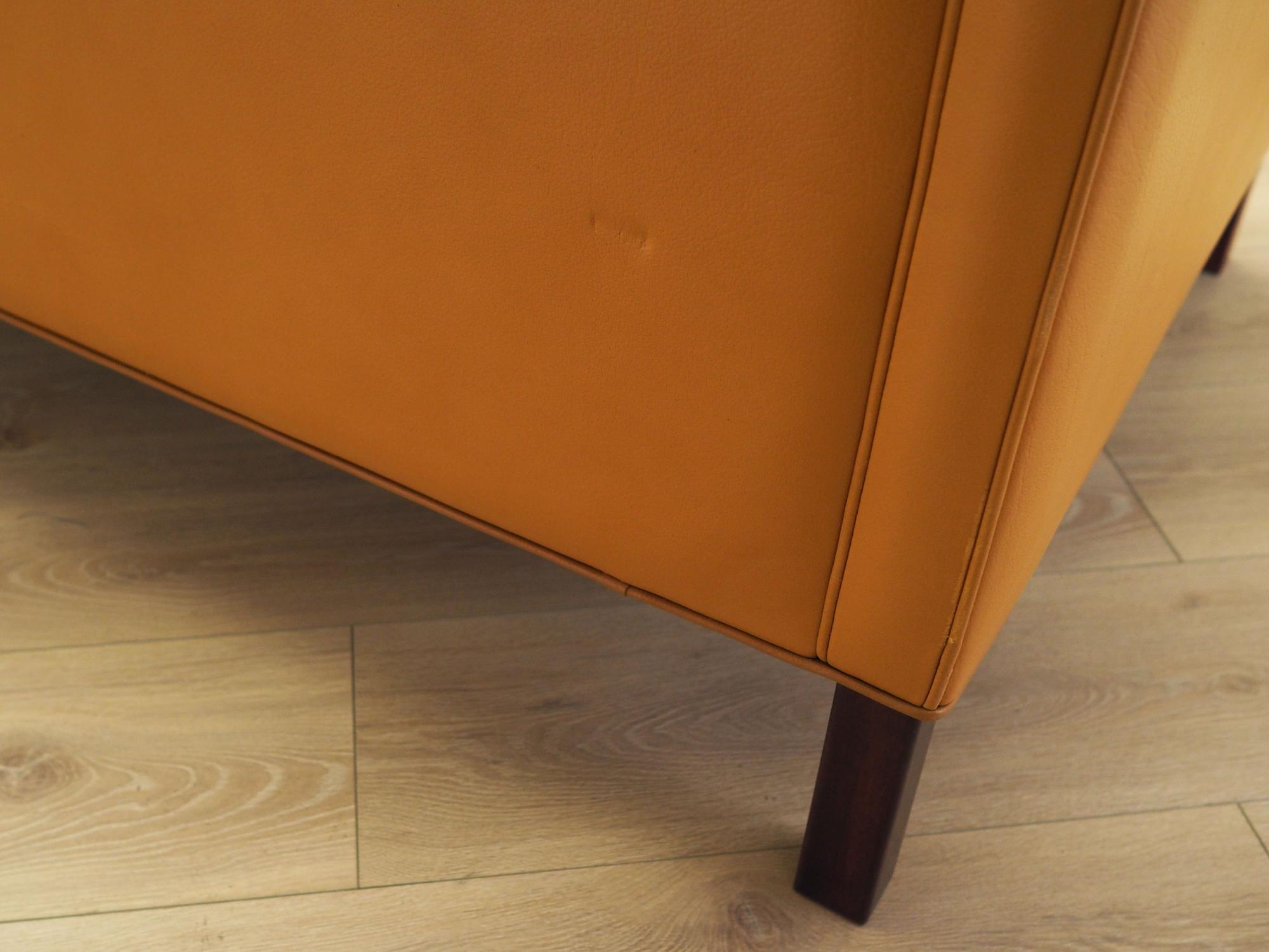 Sofa Leder Orange 1970er Jahre 8
