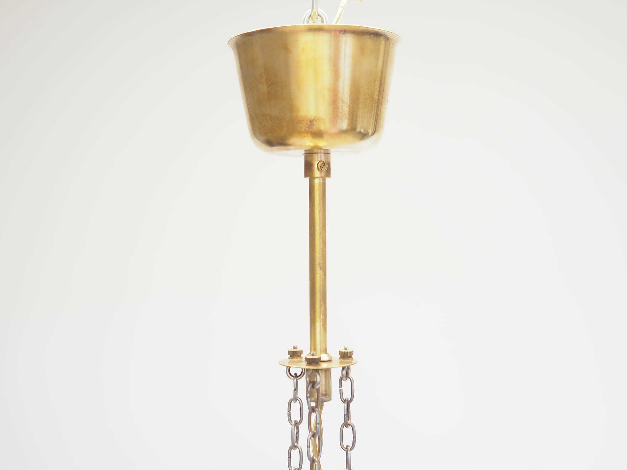 Vintage pendant lamp glass metal gold 1980s 4