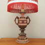 Vintage Tischlampe Keramik Textil Mehrfarbig 1970er Jahre 2
