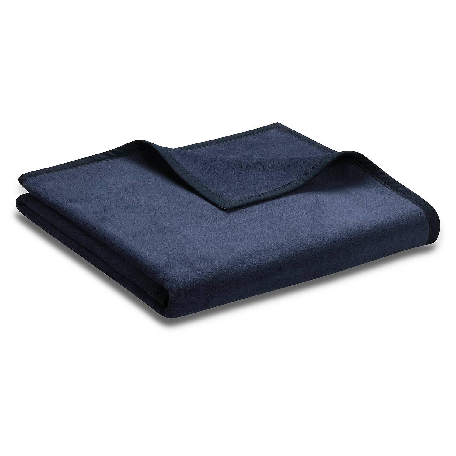 Plaid Unicolour Mischgewebe Dunkelblau 150 x 200 cm 0