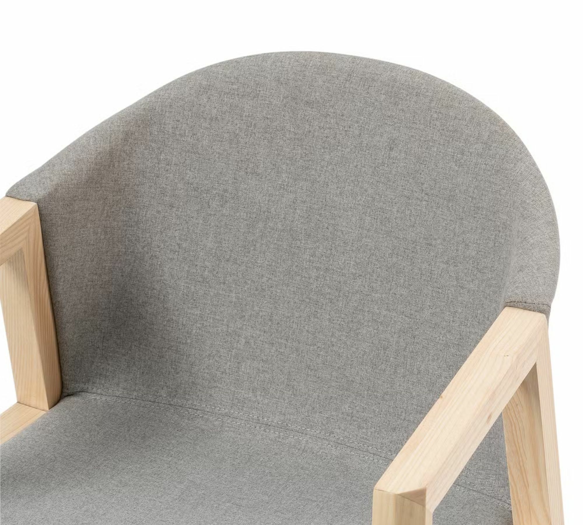 Armchair Woven Fabric Solid Ash Light Grey 6