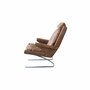 Vintage Reinhold Adolf Sessel & Hocker Leder Stahl Braun 1