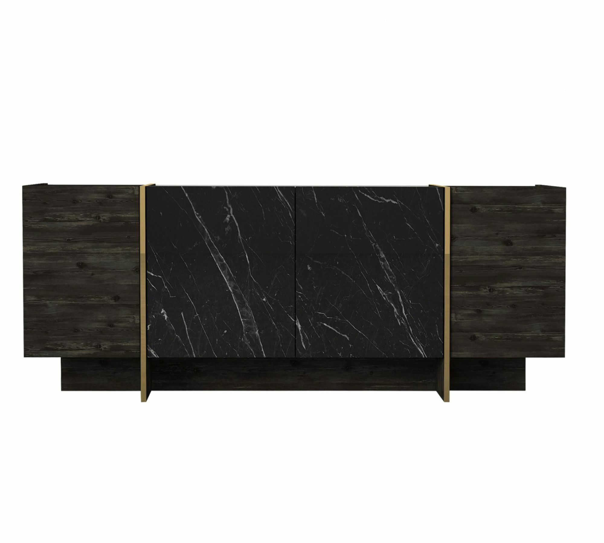 Sideboard Holz Schwarz Marmoroptik 1