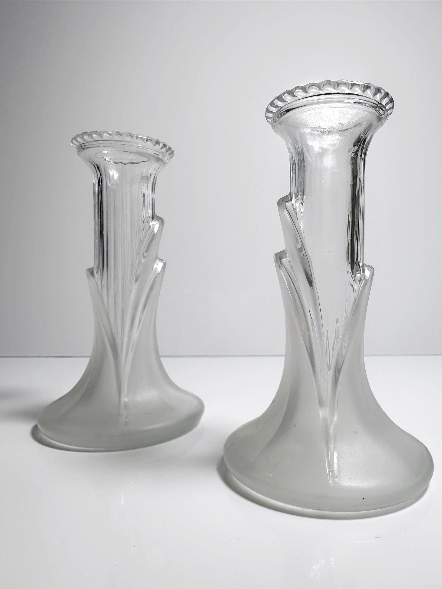 2x Vintage Candlesticks Glass 1980s 1