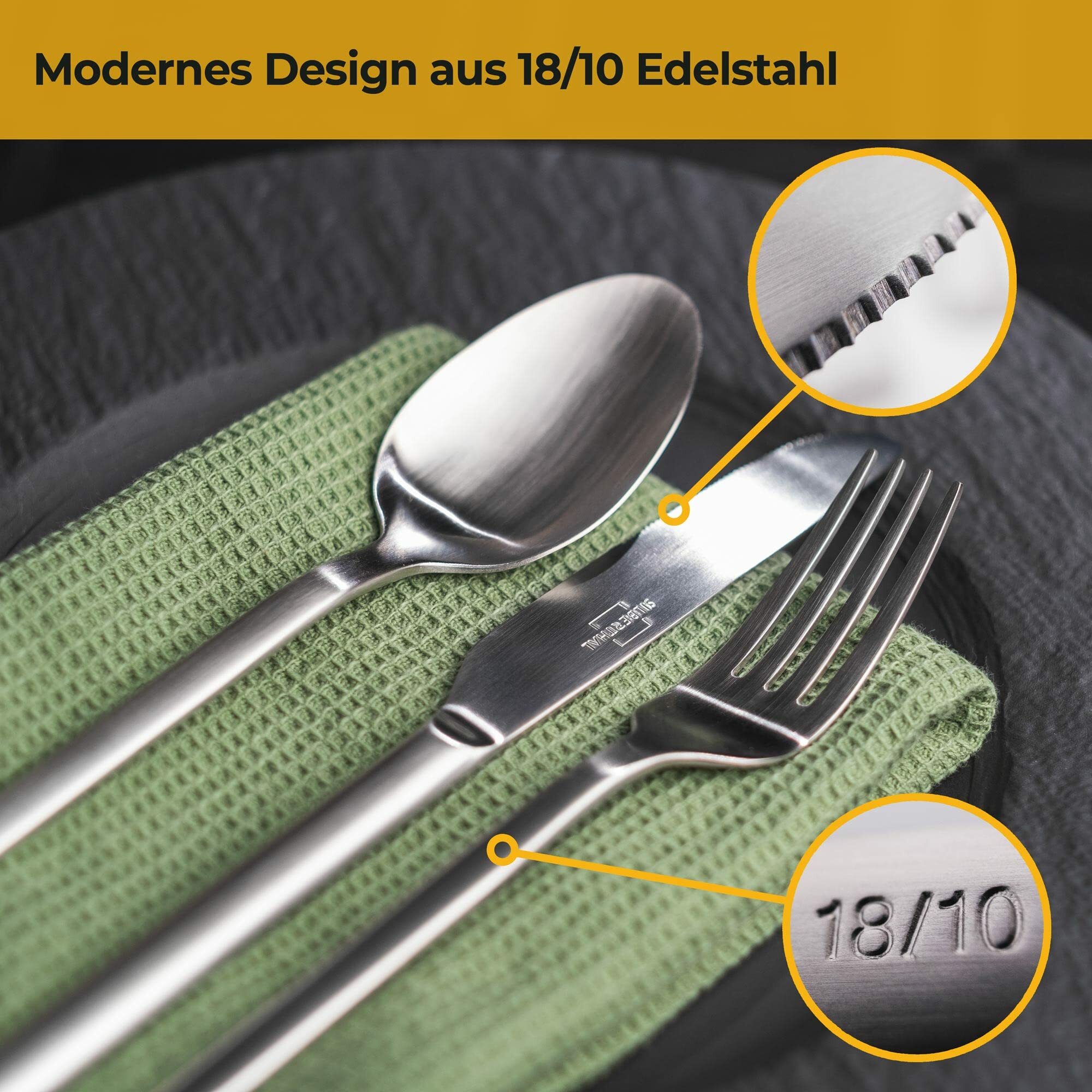 Besteckset für 6 Personen Edelstahl Silber 1