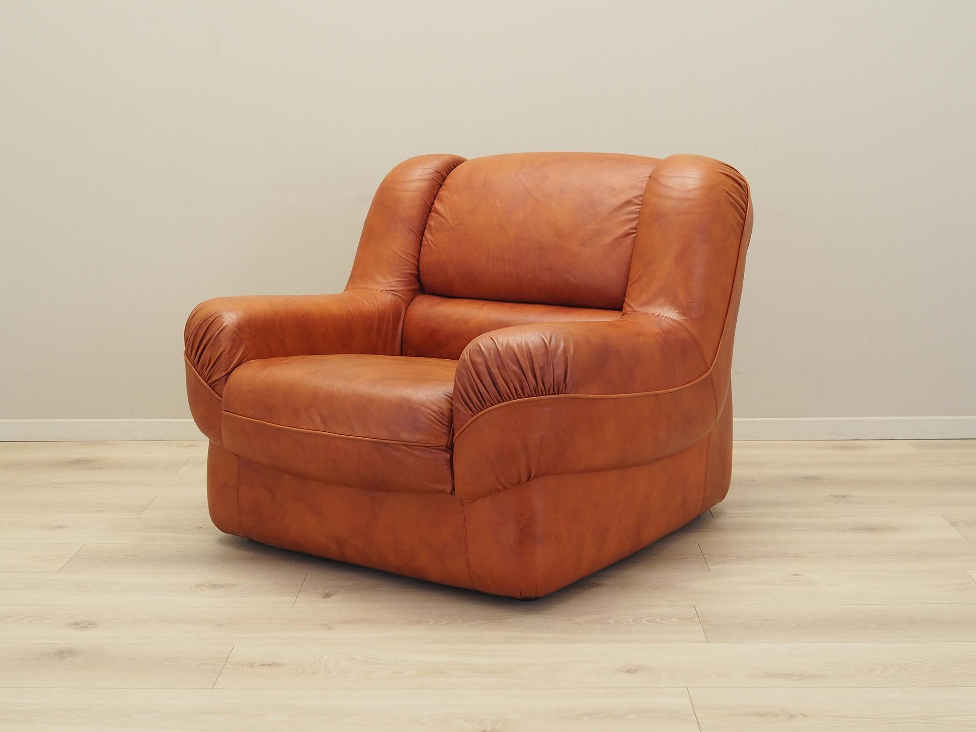 Sessel Leder Braun 1970er Jahre 1