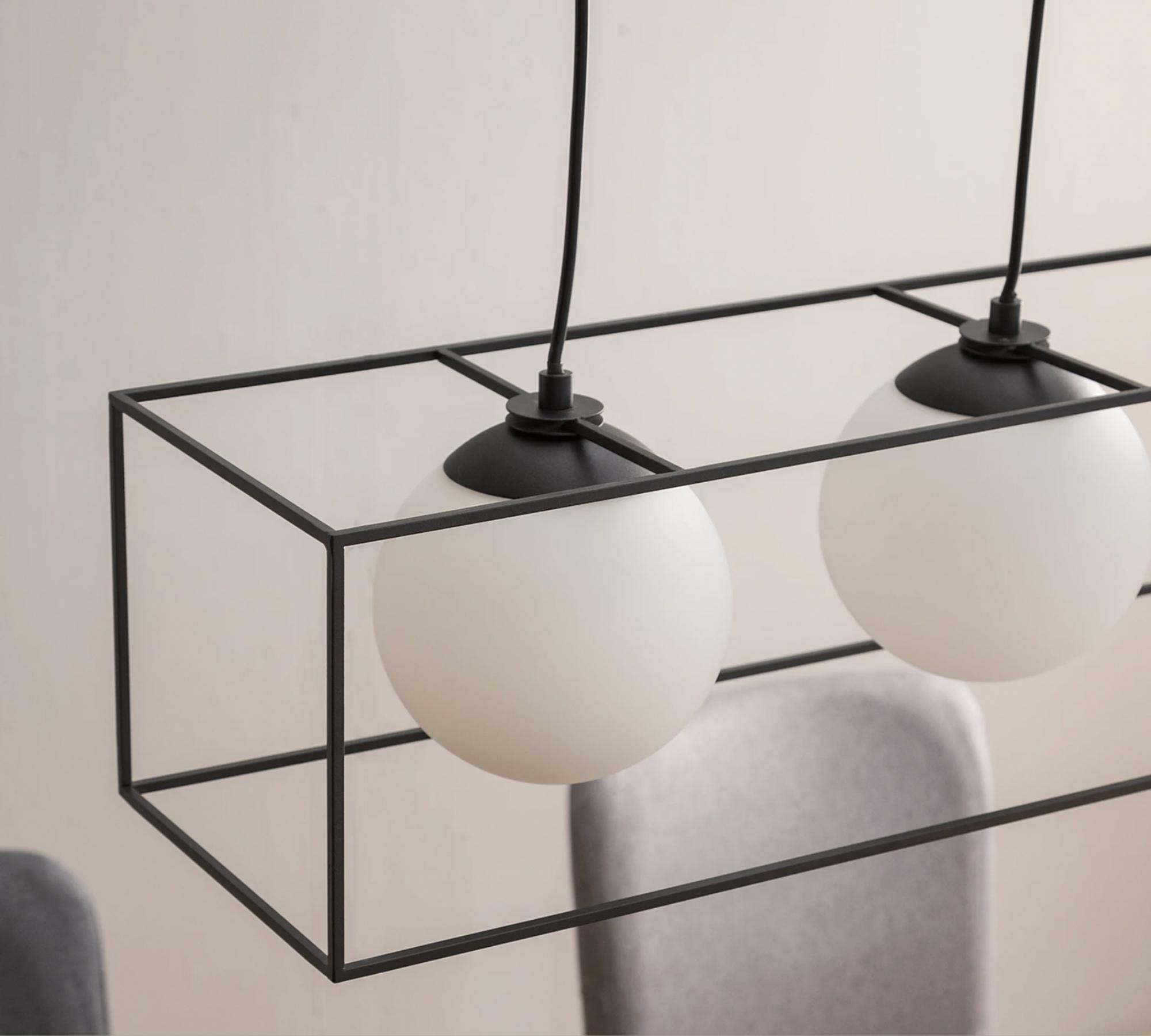 4-flammige Pendelleuchte Milchglas Schwarz 6