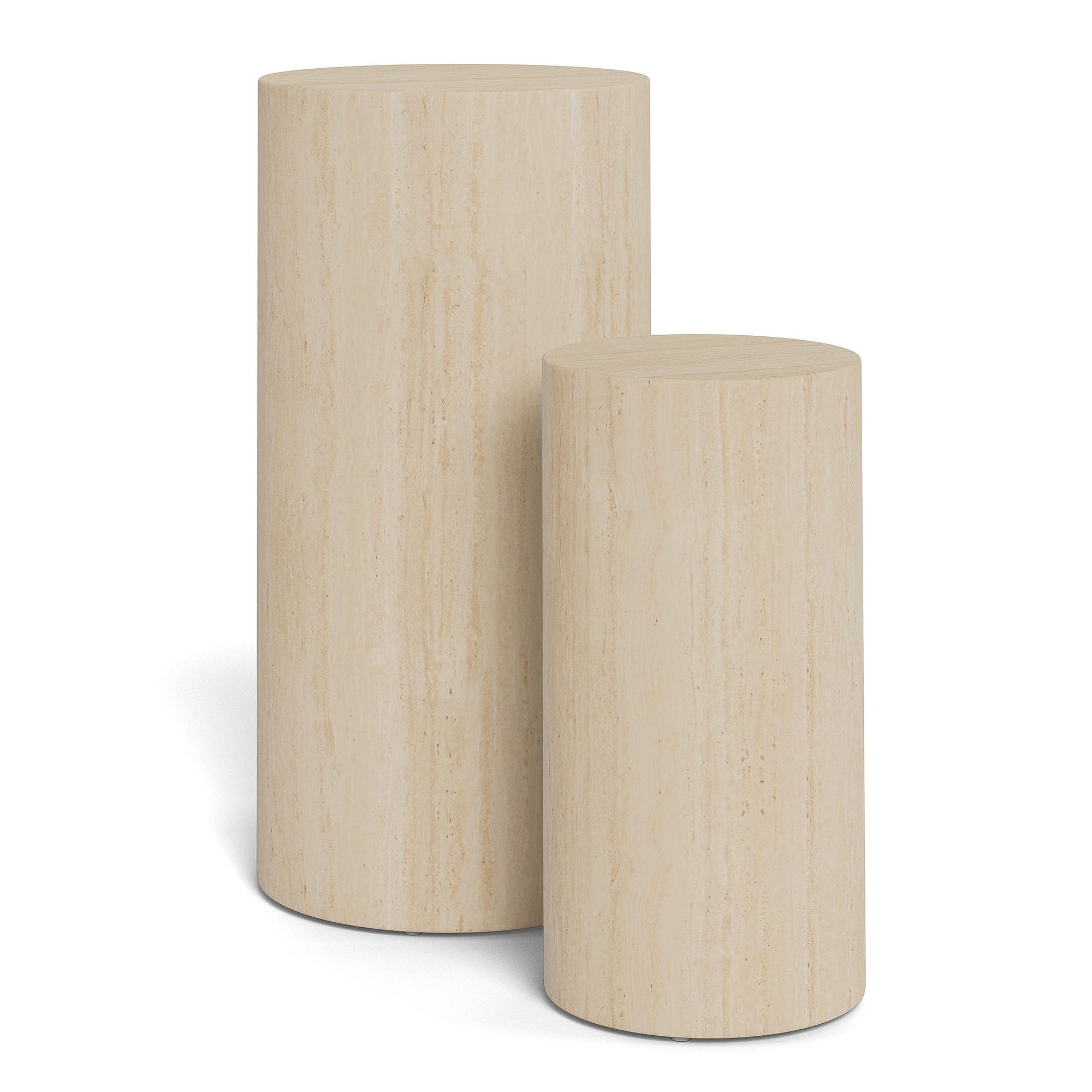 2x Beistelltisch Sukatari Holz Travertin Dekor  1