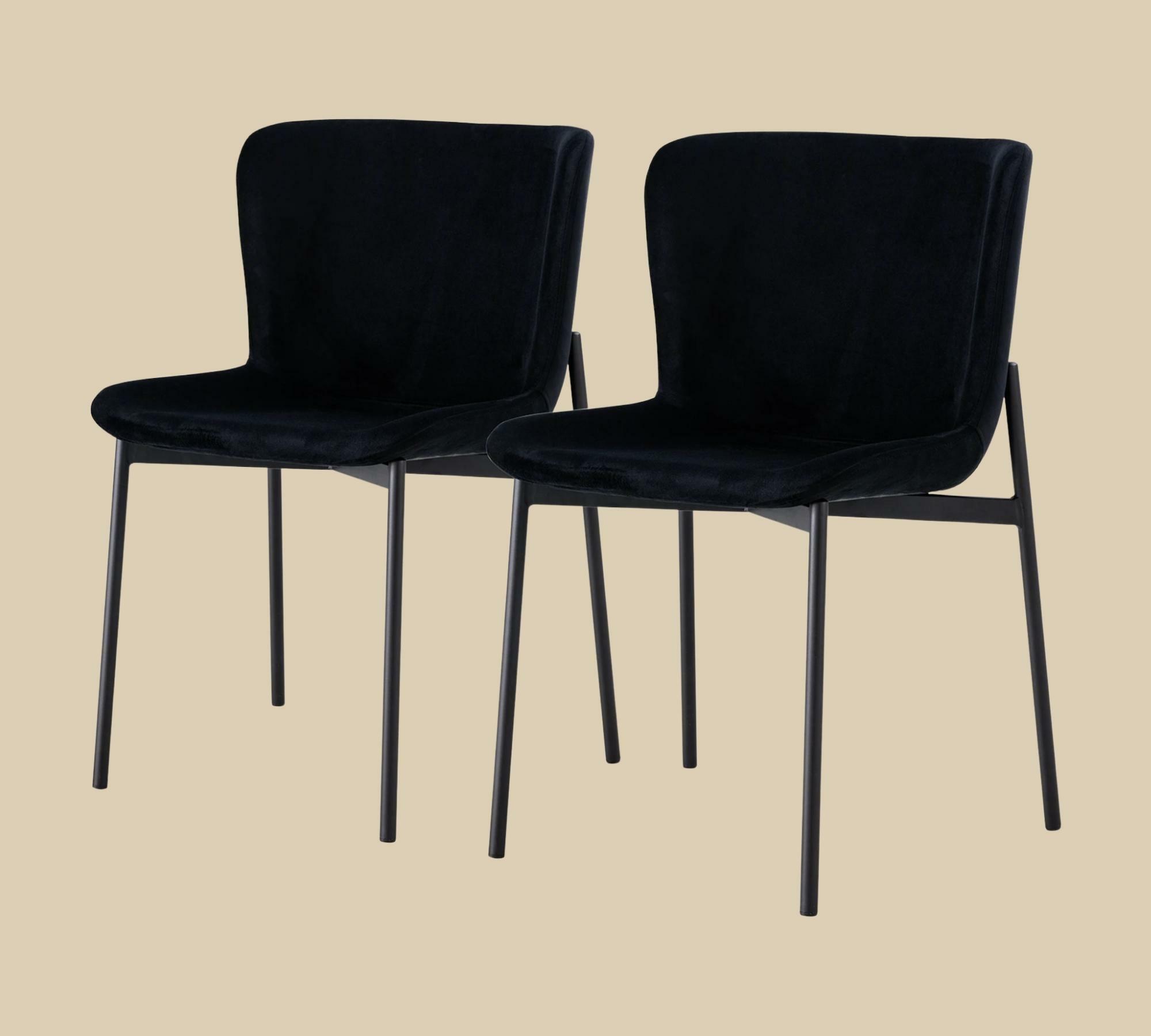 2x Dining chair velvet black 0