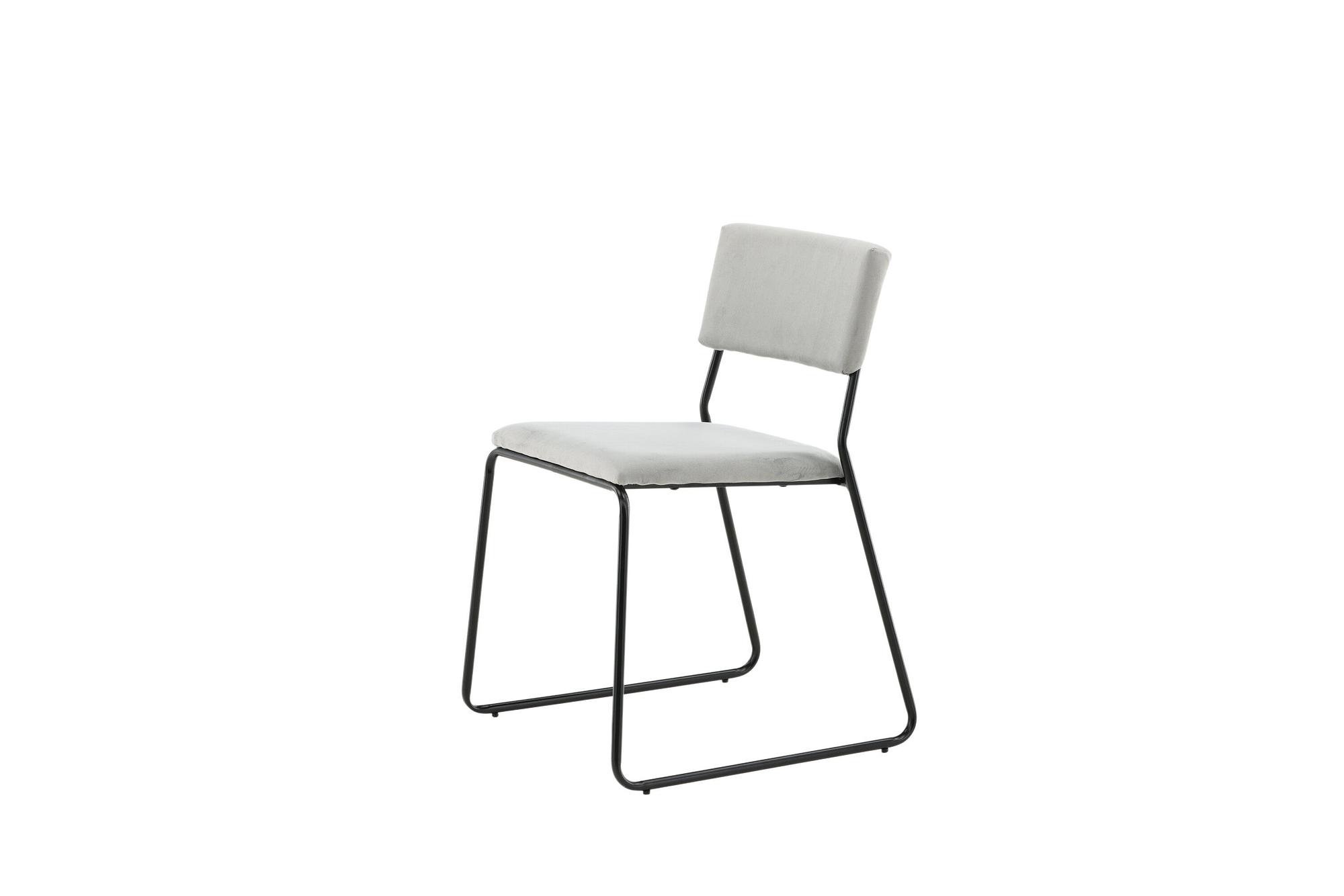 2x Kenth Stuhl-Set Samt Metall Schwarz Hellgrau 3