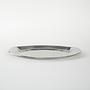 Metalltablett Oval Silber 1980er Jahre 2