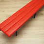 Vintage Bank Holz Kunstleder Rot 1990er Jahre 5