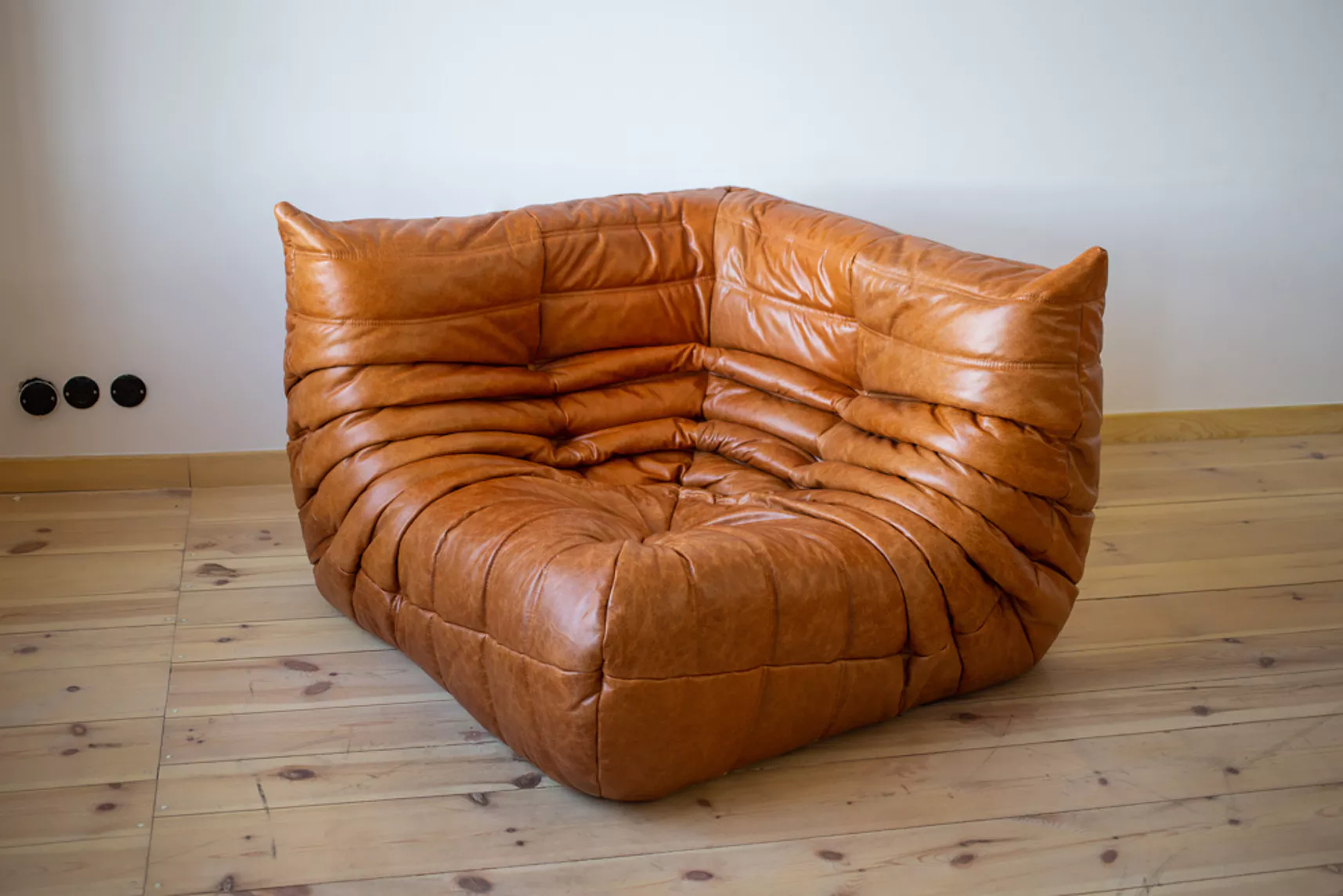 Togo Lounge Set 3-piece. Pull-Up Leather Pine Brown 1