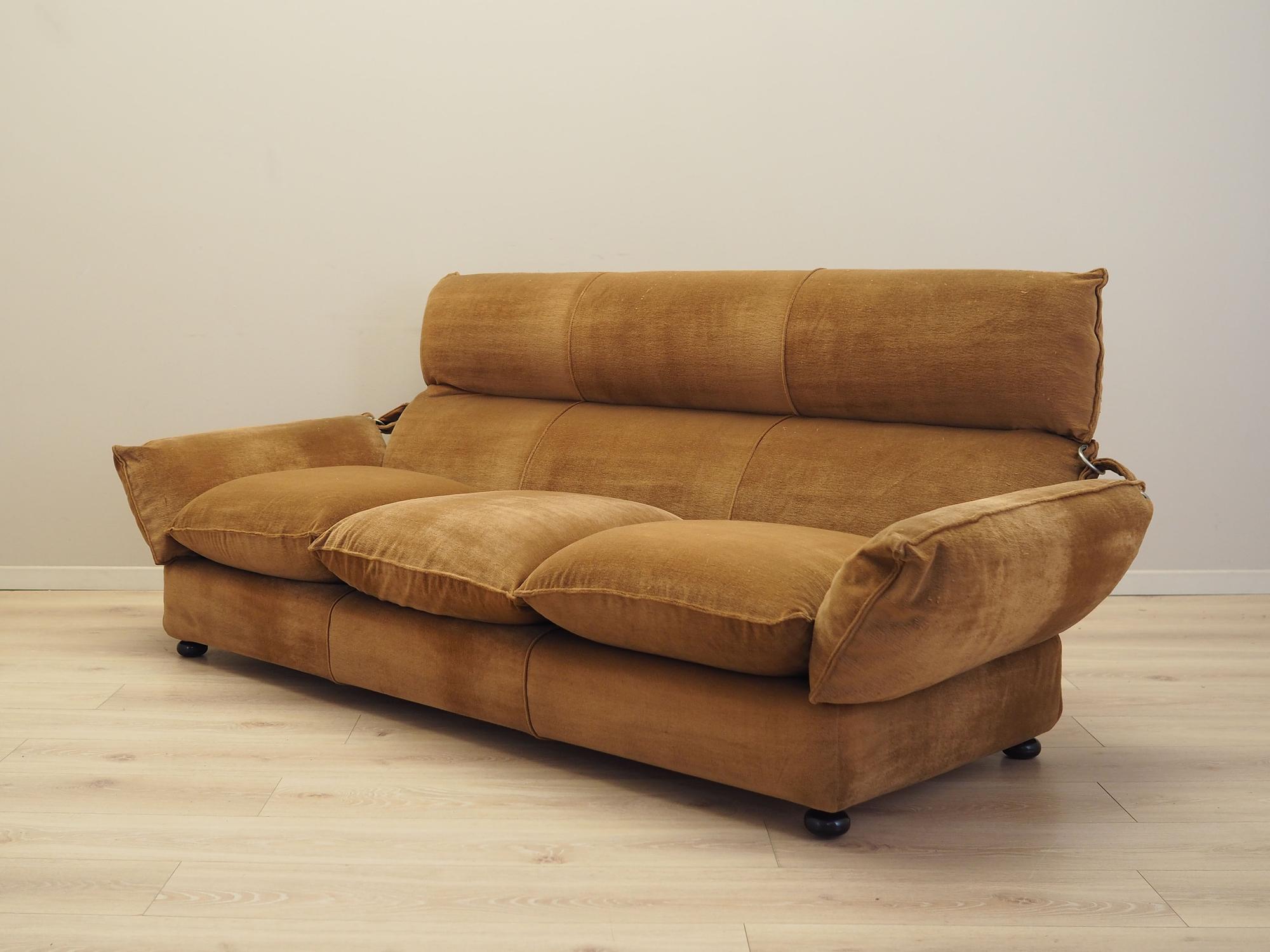 Sofa Velours Braun 1970er Jahre 2
