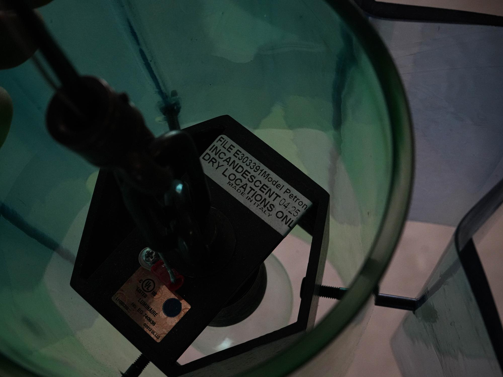 Hängelampe Glas Blau 1970er Jahre 9