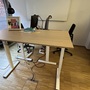 Schreibtisch Höhenverstellbar Holz Metall Beige 0