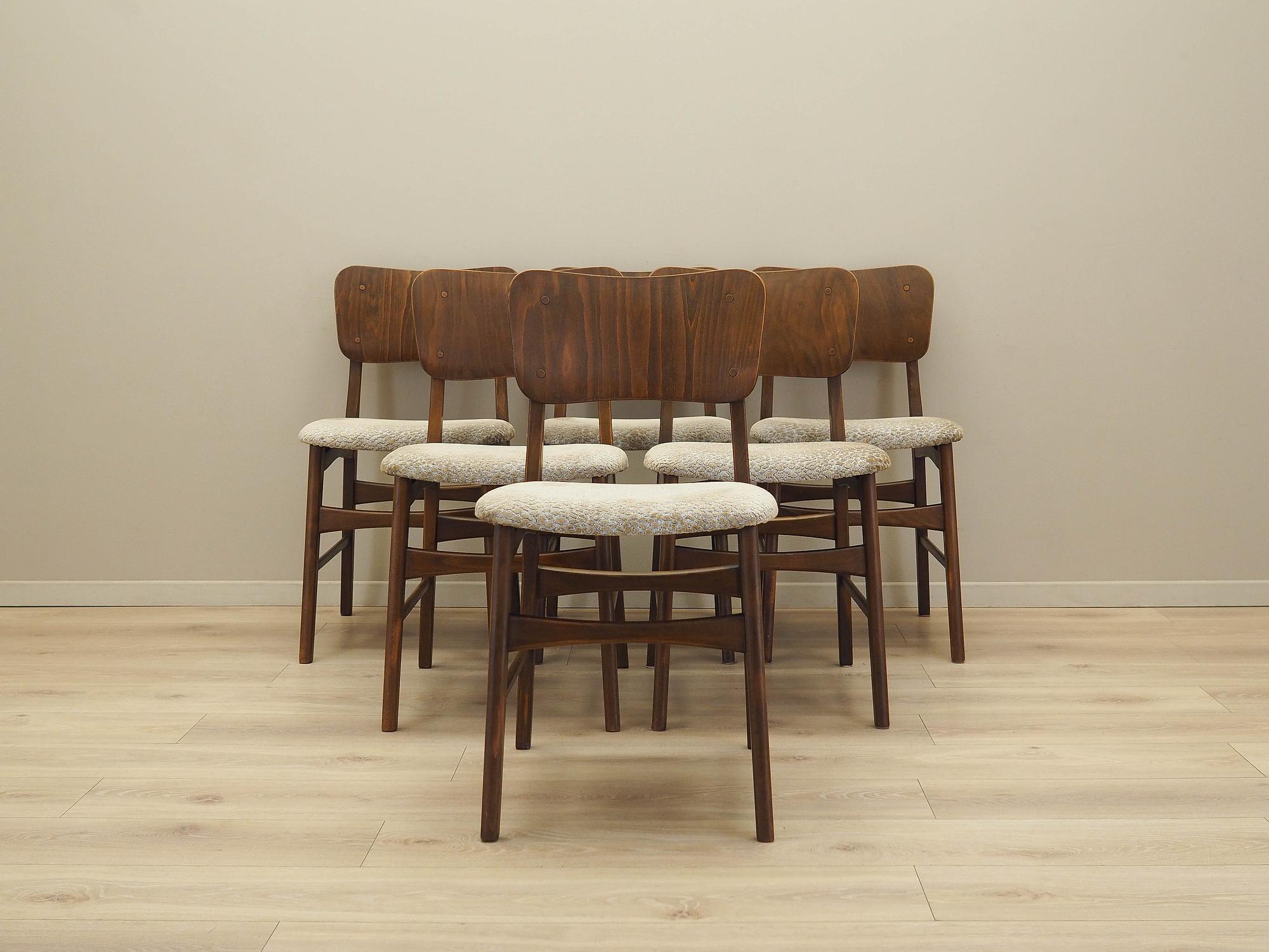 6x Chair Set Brown 1960s 1