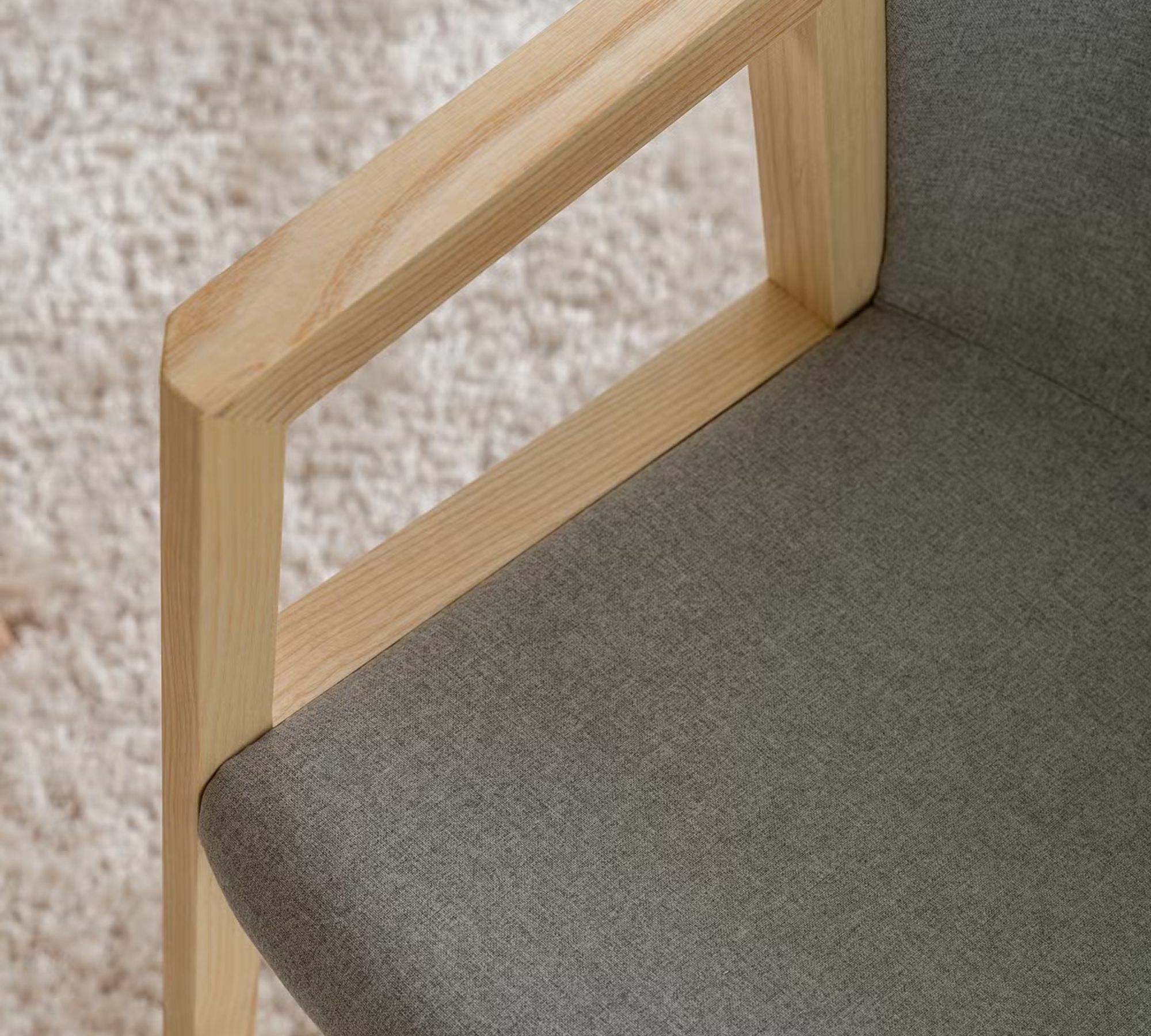 Armchair Woven Fabric Solid Ash Light Grey 7