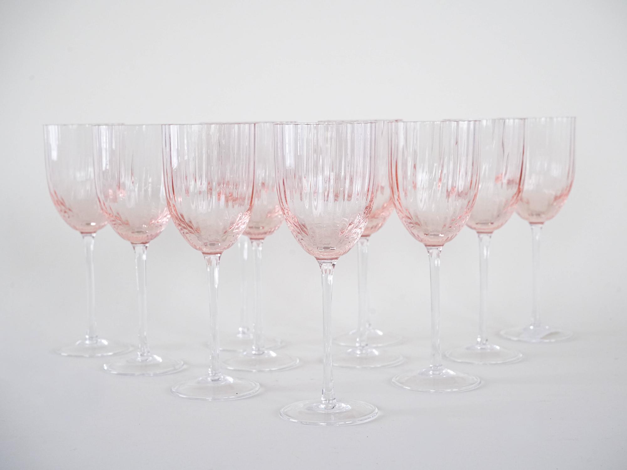 Wine glass set pink 1970s 4