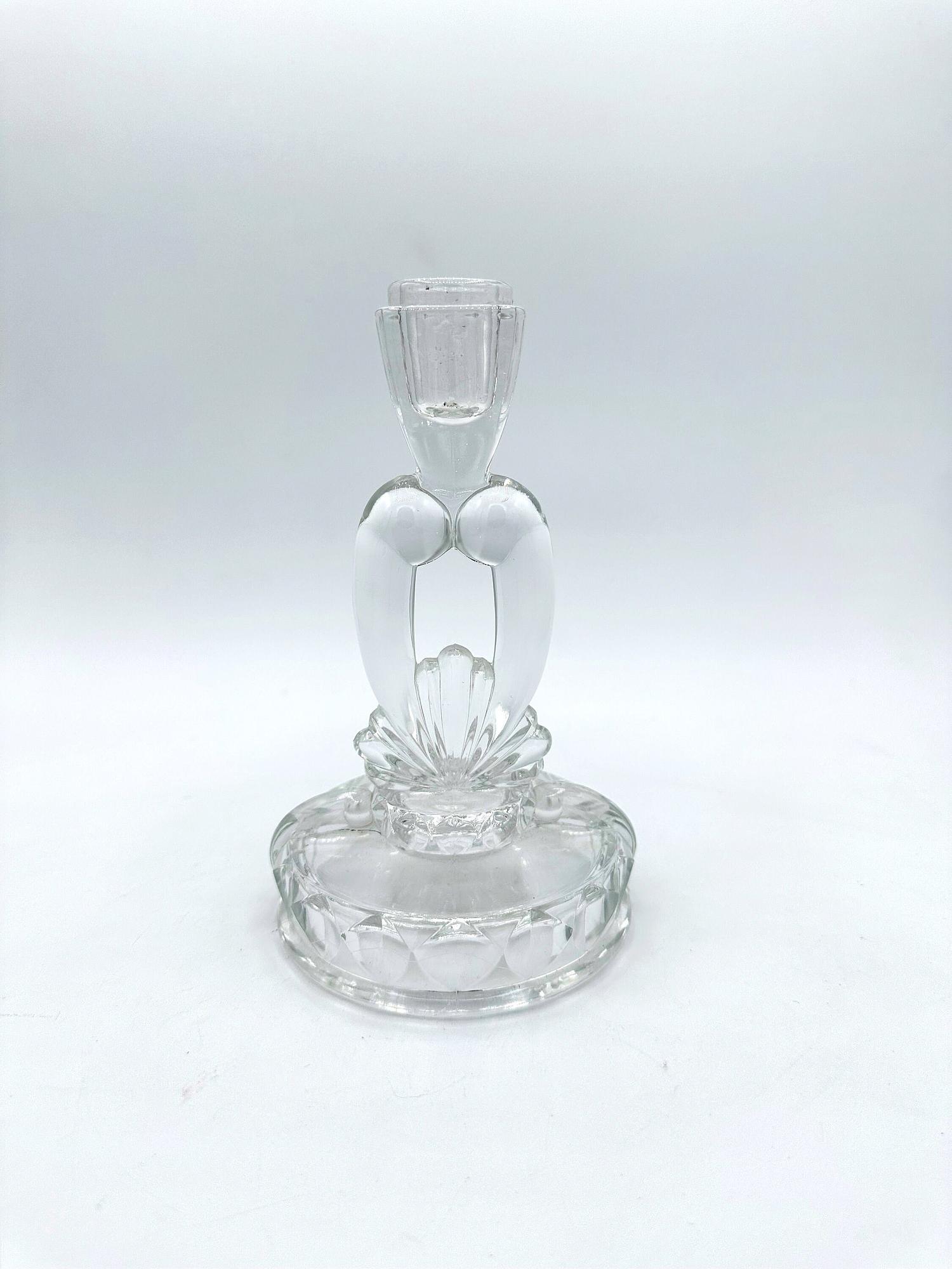 Vintage Kerzenleuchter Glas 1980er Jahre 2