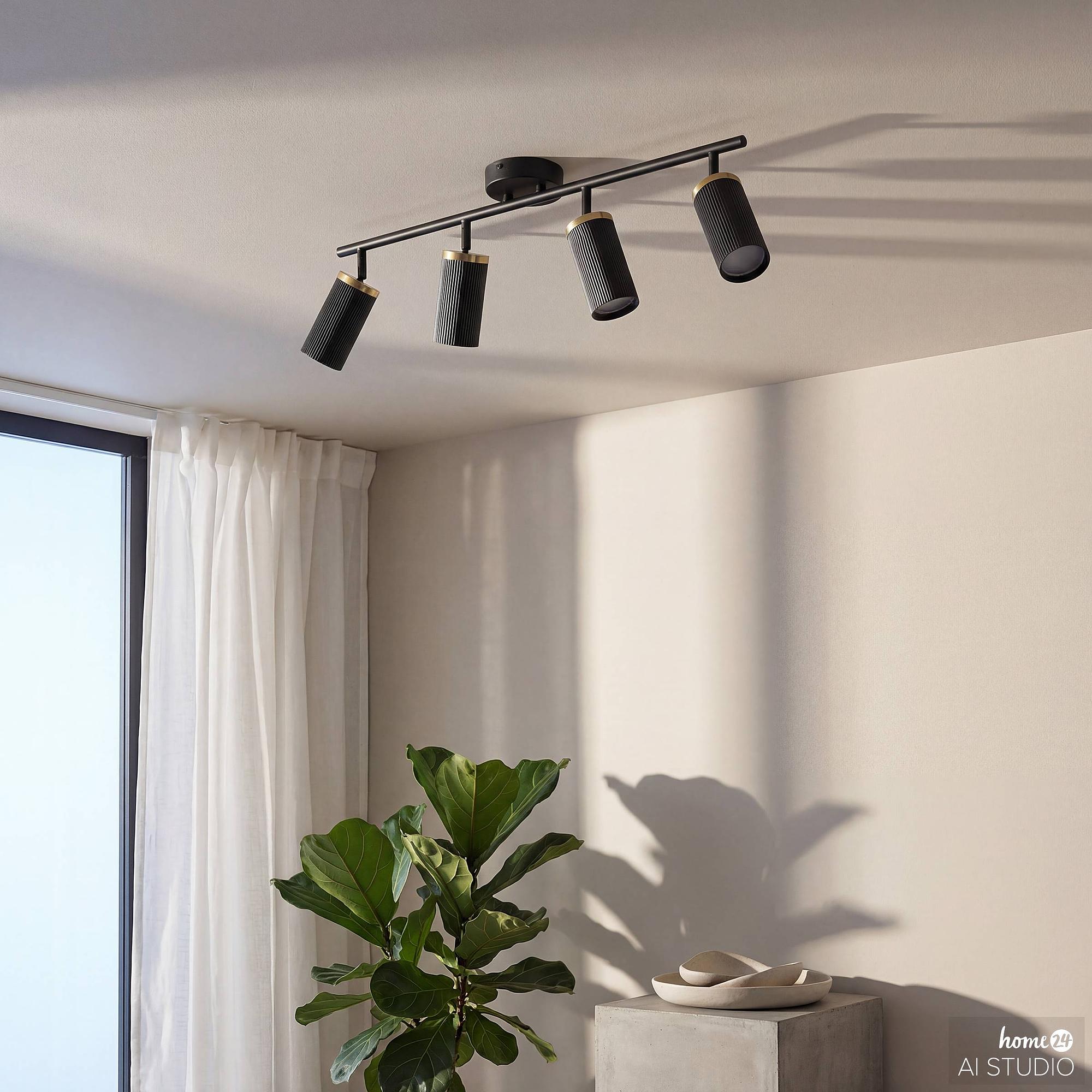 4-light ceiling lamp URS iron black brass 2