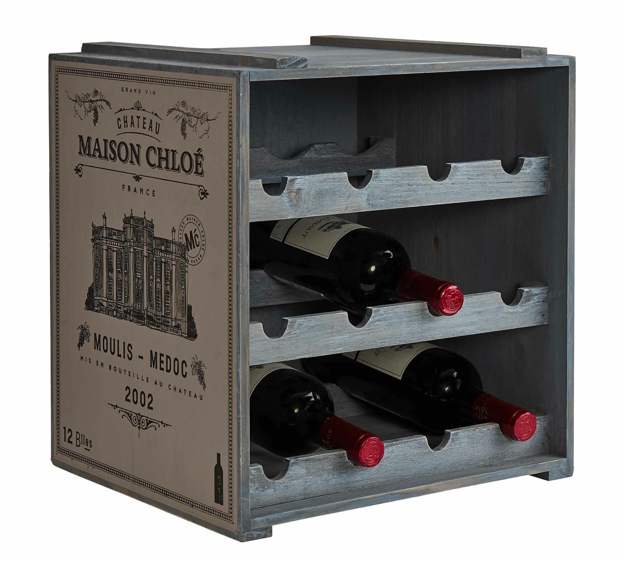 Weinregal für 12 Flaschen Tannenholz Taupe 3