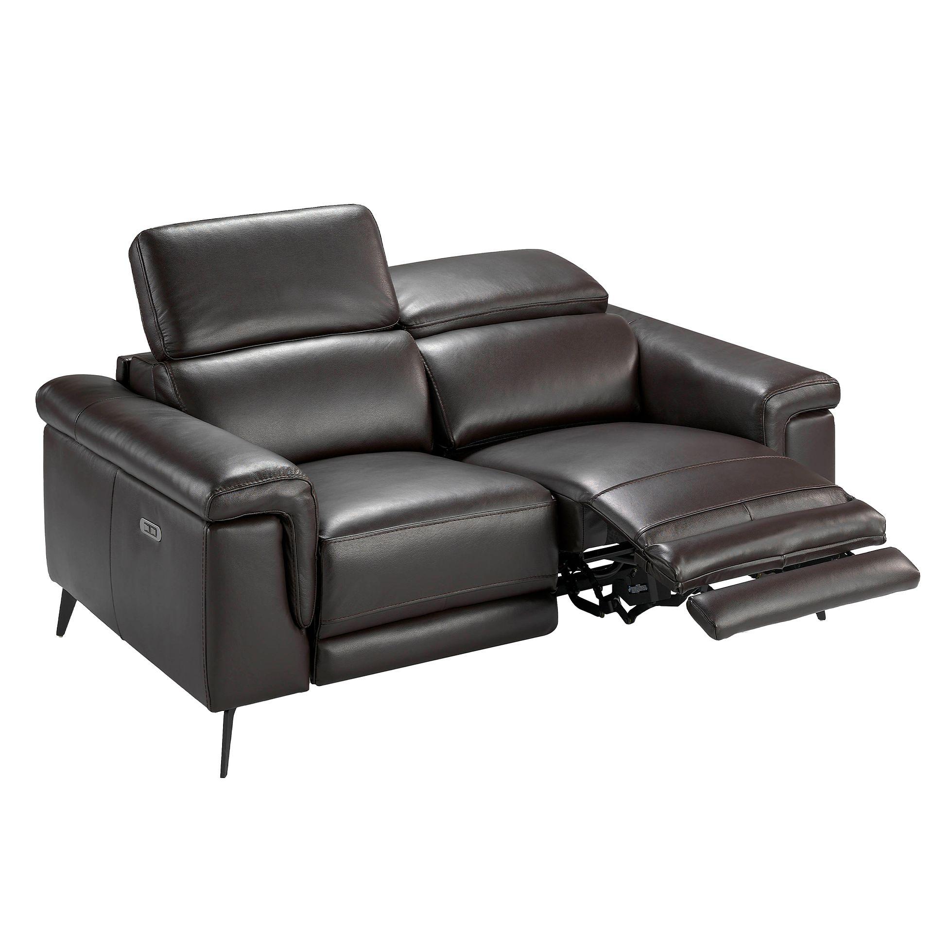 Sofa 2-seater with relax function leather chocolate brown 4