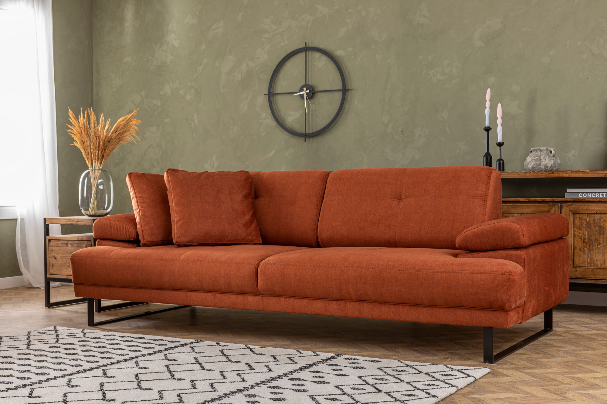 3-seater sofa orange 1