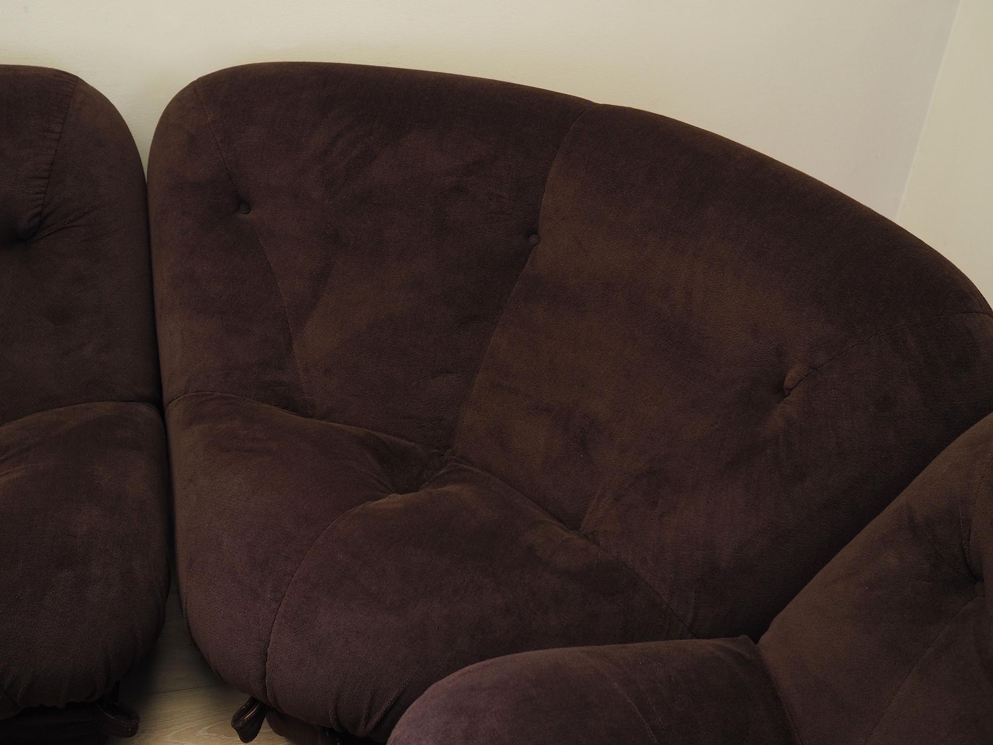 Living room set velvet brown 1970s 9