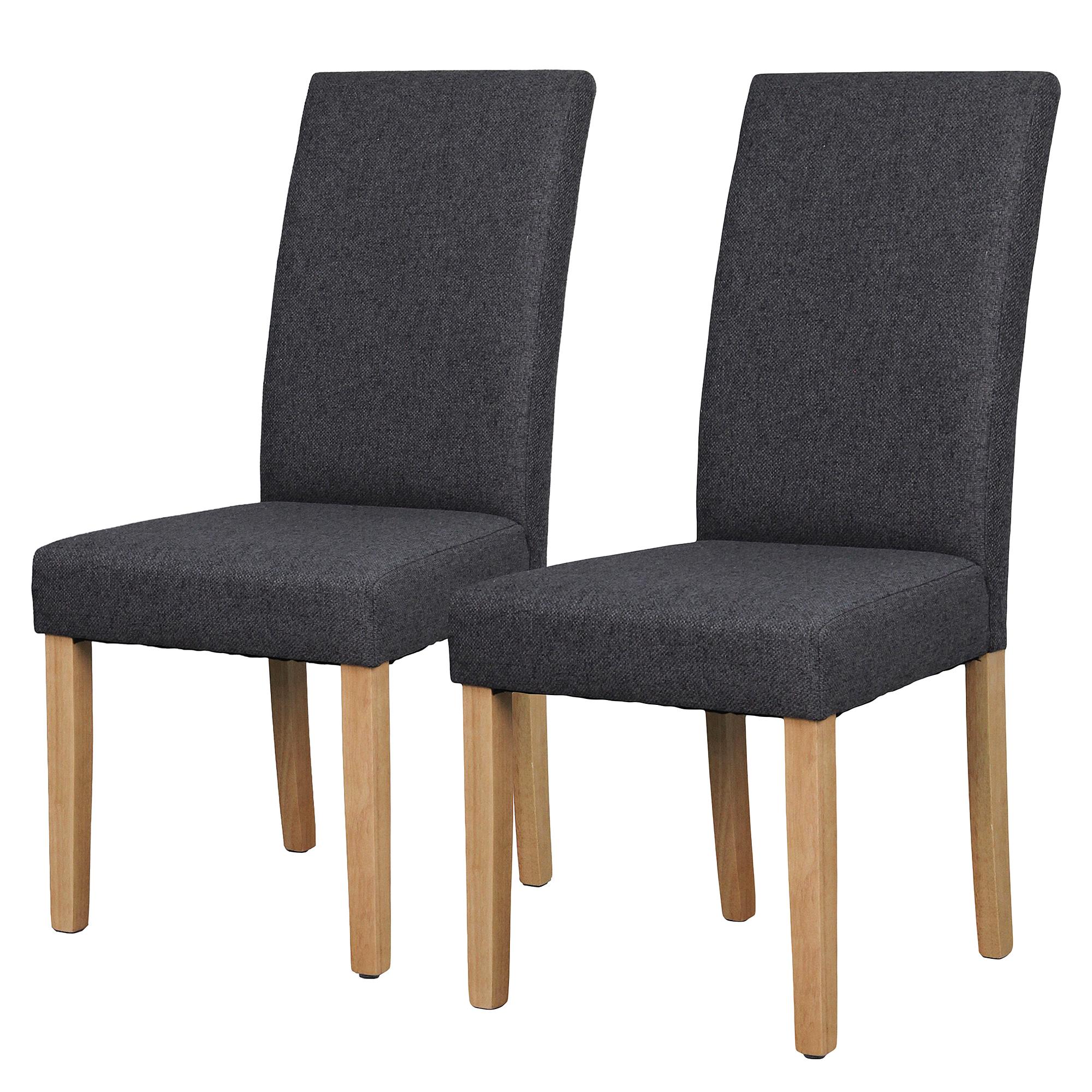 Dining chair Vaboa set of 2 solid oak anthracite 1